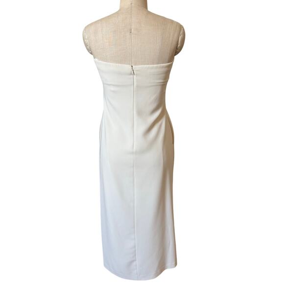 Theory Off-White Crepe Strapless Sheath Midi Dress Size 4 - Picture 4 of 8